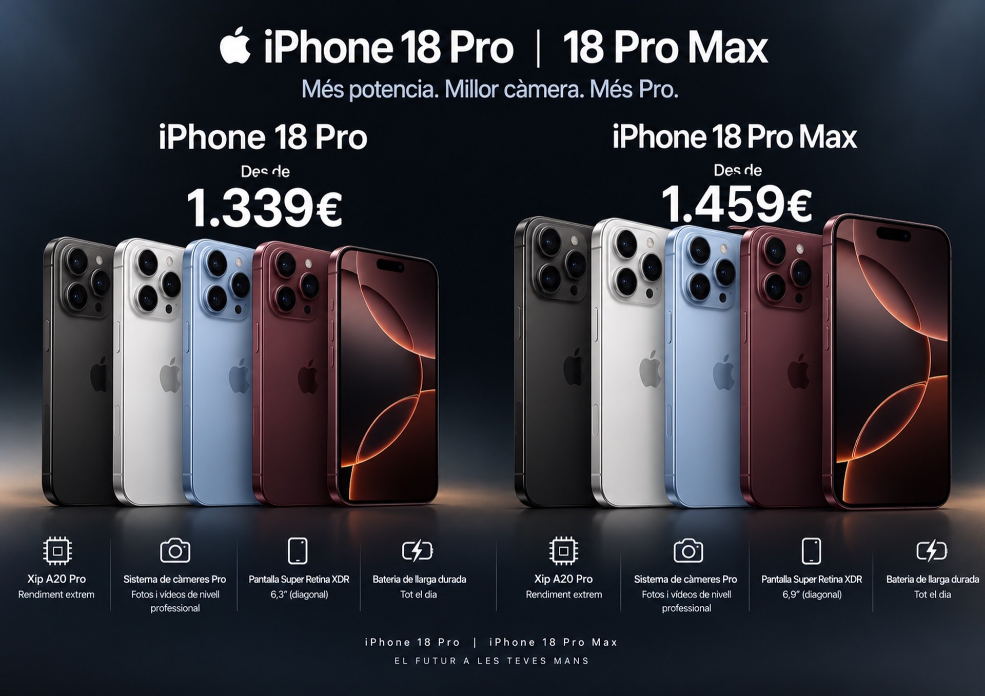 iPhone 18 Pro des de 1.339 € i iPhone 18 Pro Max des de 1.459 € a Totmobile Andorra